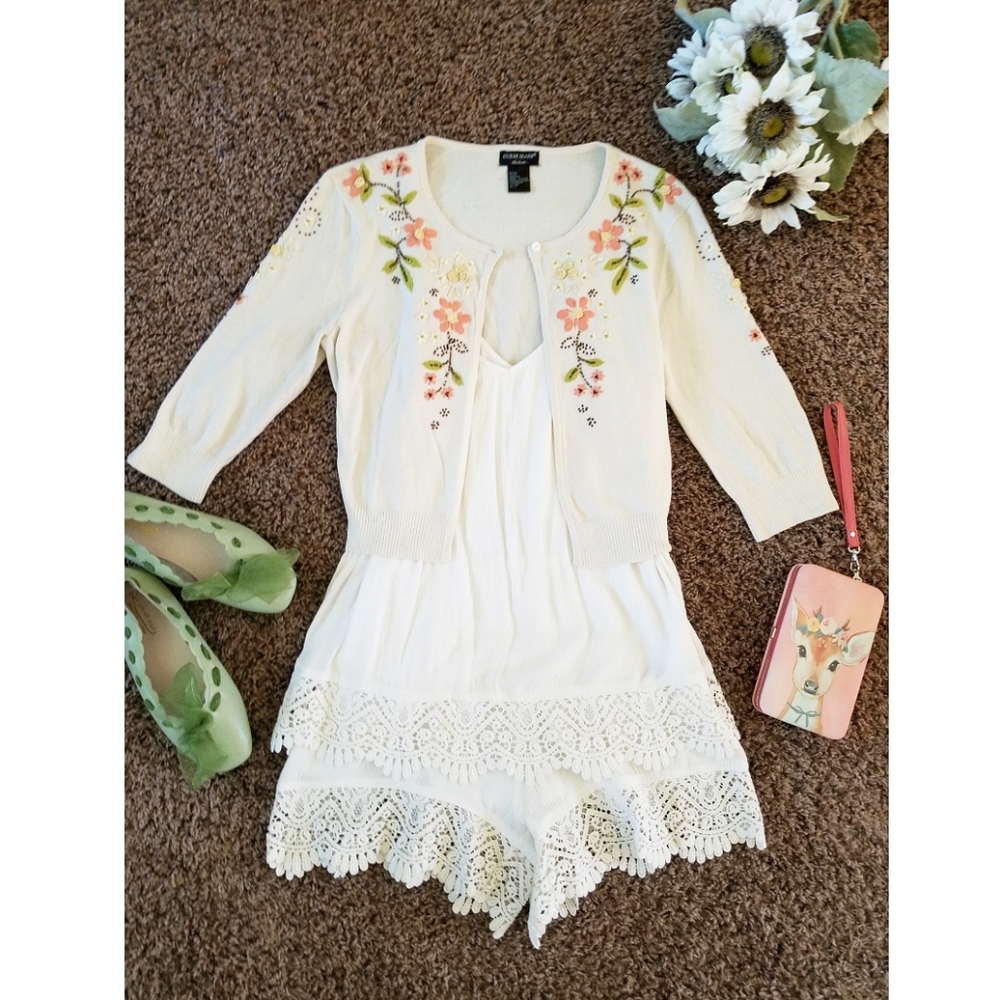 Floral embroidered cardigan